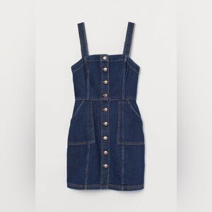 H&M Divided Dark Blue Denim Button Up Mini Dress with Pockets Women’s Size 6